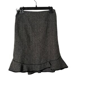 GAP Wool Blend Herringbone Skirt Ruffle Trumpet Hem Mermaid Women Size 0